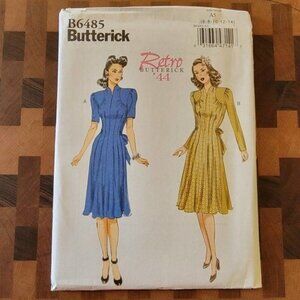 Butterick 6485 - Uncut - 1944 Vintage Reproduction - Sizes 6-14